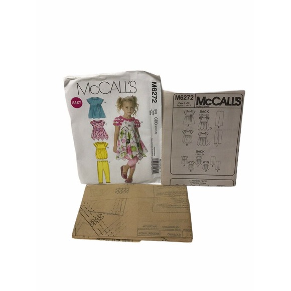 MCCALL'S M6272 Child's SIZES: 2,3,4,5; DRESSES, LEGGINGS TOPS Sewing Pattern - Picture 4 of 7